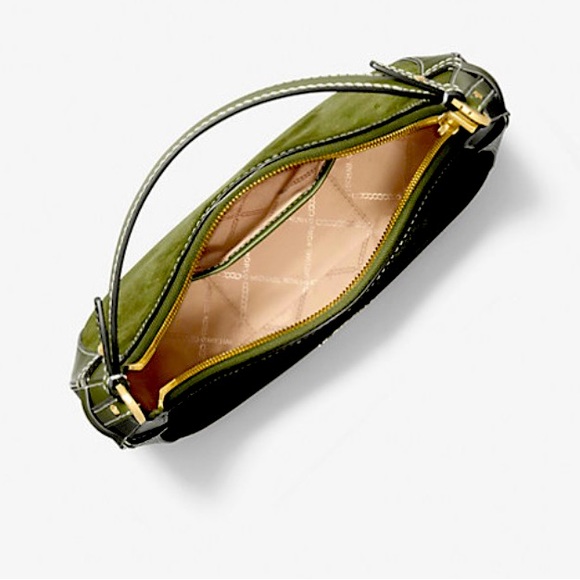MK Small Suede Crescent Shoulder Bag 💚 - Picture 2 of 6